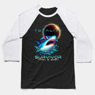 Shark Totality Survivor I Survived the Solar Eclipse 2024 Baseball T-Shirt
